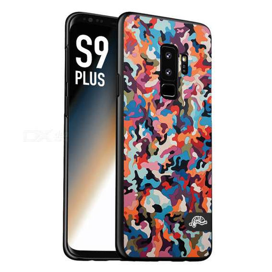 CUSTOMIZZA - Custodia cover nera morbida in tpu compatibile per Samsung S9 PLUS camouflage mimetico militare moderno blu arancio rosa