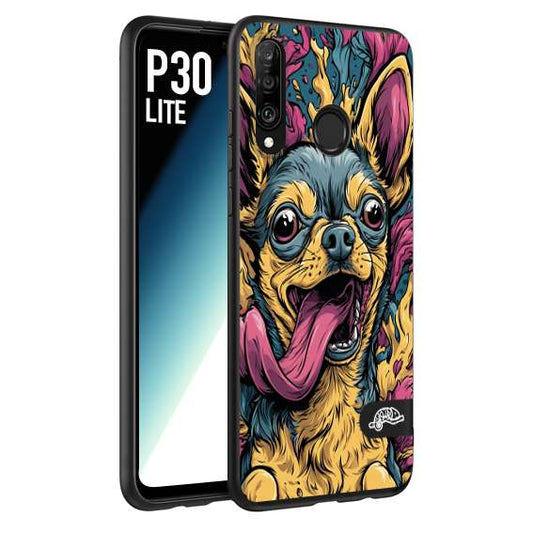 CUSTOMIZZA - Custodia cover nera morbida in tpu compatibile per Huawei P30 LITE Chihuahua illustrazione cane pop art cane street art cartone animato