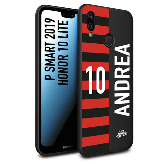CUSTOMIZZA - Custodia cover nera morbida in tpu compatibile per Huawei P Smart 2019 personalizzata calcio football nome e numero calciatori rossonera