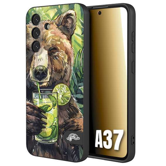 CUSTOMIZZA - Custodia cover nera morbida in tpu compatibile per Samsung A37 fiori estate disegnata cocktails animali simpatici orso bear negroni
