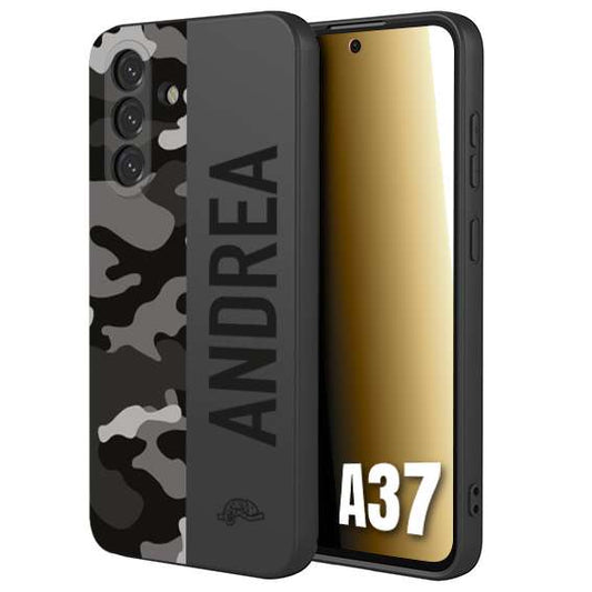 CUSTOMIZZA - Custodia cover nera morbida in tpu compatibile per Samsung A37 camouflage mimetico militare personalizzata nome
