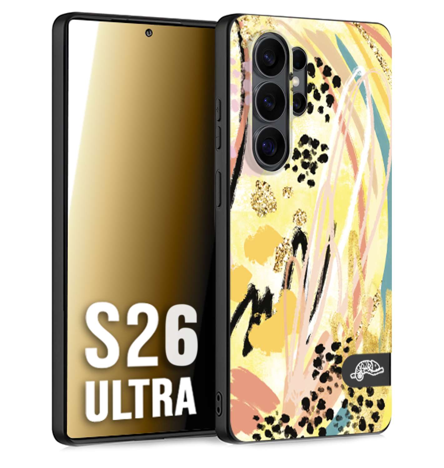 CUSTOMIZZA - Custodia cover nera morbida in tpu compatibile per Samsung S26 ULTRA astratti donna flower fantasia estate gialla rosa leopardata