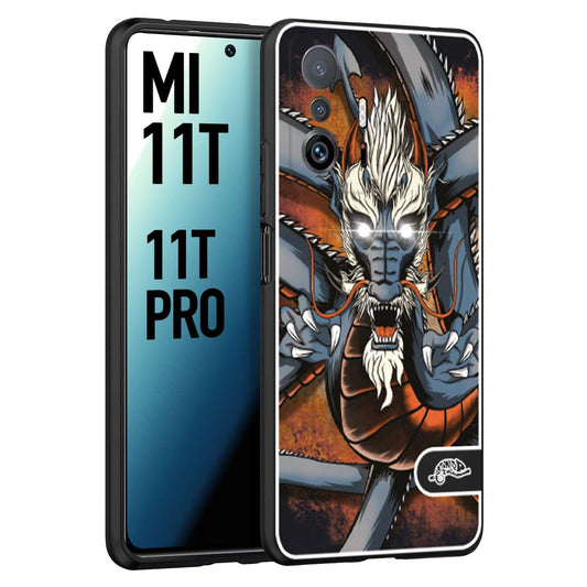 CUSTOMIZZA - Custodia cover nera morbida in tpu compatibile per Xiaomi Mi 11T - Mi 11T PRO drago giapponese tattoo japan dragon