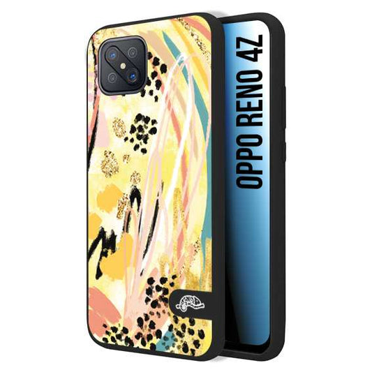 CUSTOMIZZA - Custodia cover nera morbida in tpu compatibile per Oppo Reno 4Z astratti donna flower fantasia estate gialla rosa leopardata