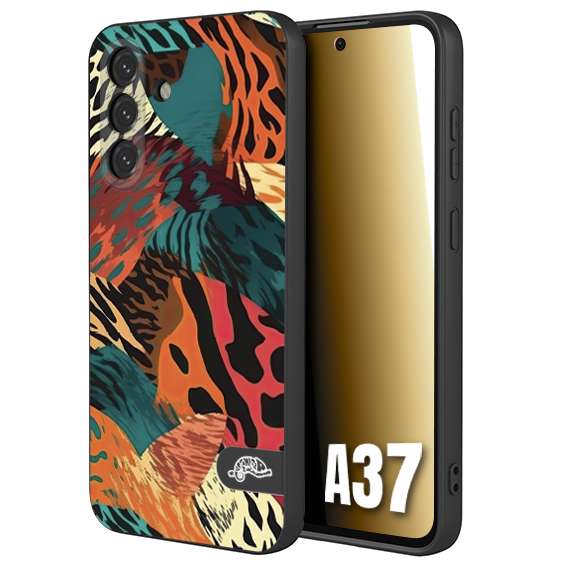 CUSTOMIZZA - Custodia cover nera morbida in tpu compatibile per Samsung A37 leopardato tigrato tiger colorata summer arancio verde fucsia