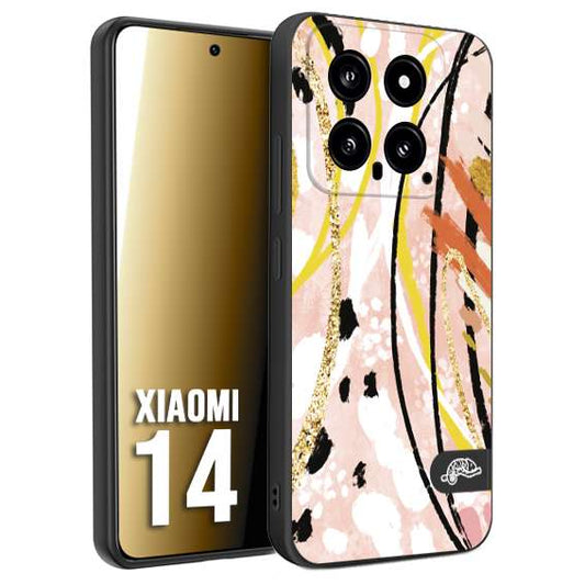 CUSTOMIZZA - Custodia cover nera morbida in tpu compatibile per Xiaomi 14 fiori astratti donna zebrato leopardato fantasia dorata gialla rosa colorata