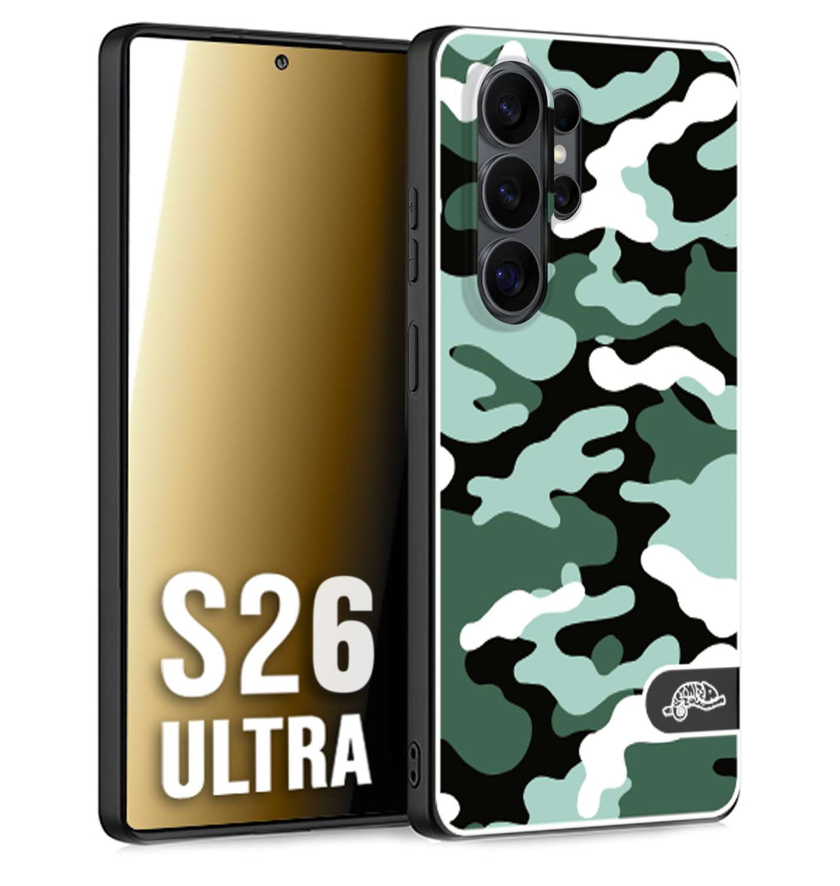 CUSTOMIZZA - Custodia cover nera morbida in tpu compatibile per Samsung S26 ULTRA camouflage mimetico militare verde green