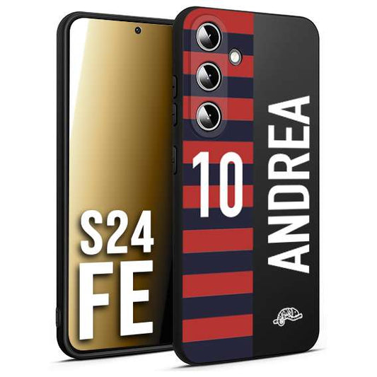 CUSTOMIZZA - Custodia cover nera morbida in tpu compatibile per Samsung S24 FE personalizzata calcio football nome e numero calciatori rossoblu