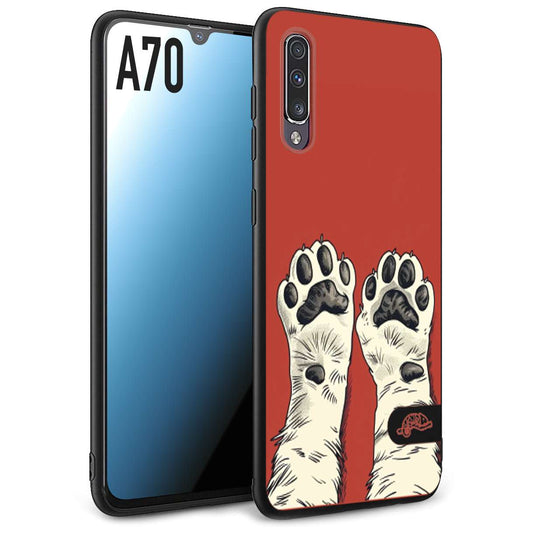 CUSTOMIZZA - Custodia cover nera morbida in tpu compatibile per Samsung A70 zampe di gatto cat paws rossa red disegnata fumetto cartoon