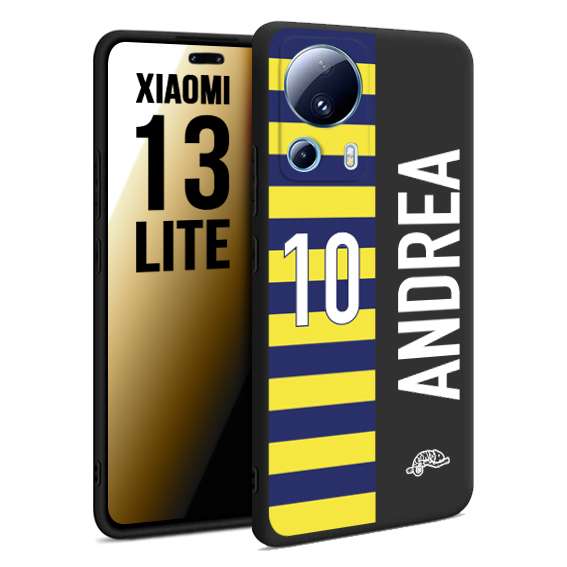 CUSTOMIZZA - Custodia cover nera morbida in tpu compatibile per Xiaomi 13 LITE personalizzata calcio football nome e numero calciatori giallo blu