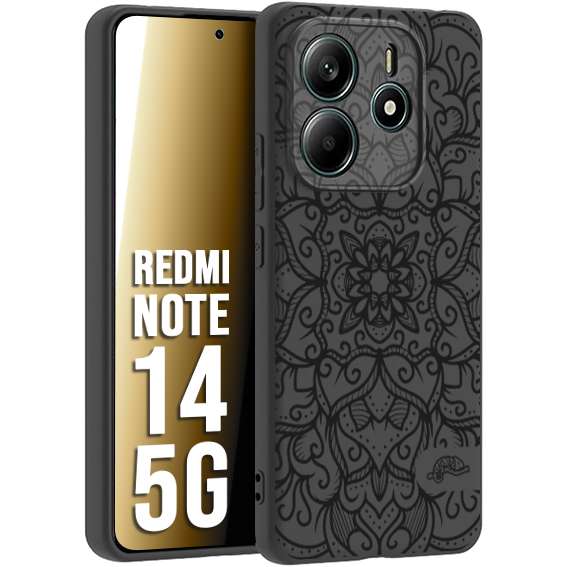 CUSTOMIZZA - Custodia cover nera morbida in tpu compatibile per Xiaomi Redmi Note 14 5G mandala nero fiore vedo non vedo donna