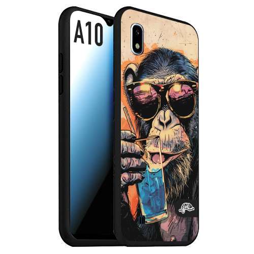 CUSTOMIZZA - Custodia cover nera morbida in tpu compatibile per Samsung A10 estate disegnata cocktails animali simpatici scimmia monkey negroni