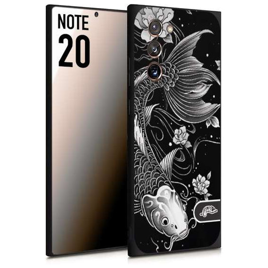 CUSTOMIZZA - Custodia cover nera morbida in tpu compatibile per Samsung NOTE 20 carpa koi black and white bianco a rilievo disegnato tattoo tatuaggio