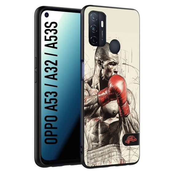 CUSTOMIZZA - Custodia cover nera morbida in tpu compatibile per Oppo A53 - A32 - A53S pugilato pugili disegno tattoo guantoni box sport ring