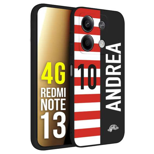 CUSTOMIZZA - Custodia cover nera morbida in tpu compatibile per Xiaomi Redmi Note 13 4G personalizzata calcio football nome e numero calciatori bianco rossa