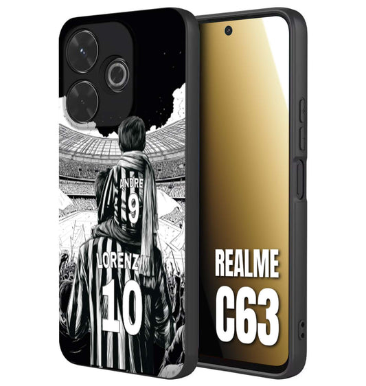 CUSTOMIZZA - Custodia cover nera morbida in tpu compatibile per Realme C63 personalizzata calcio football nome e numero calciatori bianconeri bianca e nera