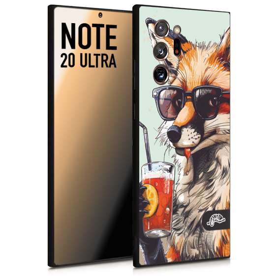 CUSTOMIZZA - Custodia cover nera morbida in tpu compatibile per Samsung NOTE 20 ULTRA estate disegnata cocktails animali simpatici fox volpe negroni