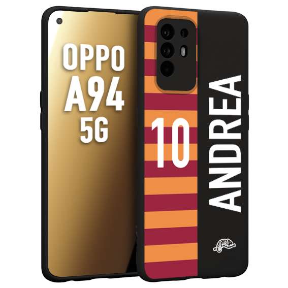 CUSTOMIZZA - Custodia cover nera morbida in tpu compatibile per Oppo A94 5G personalizzata calcio football nome e numero calciatori giallo rossi