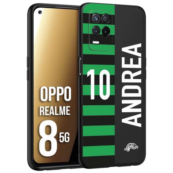 CUSTOMIZZA - Custodia cover nera morbida in tpu compatibile per Oppo Realme 8 5G personalizzata calcio football nome e numero calciatori neroverde