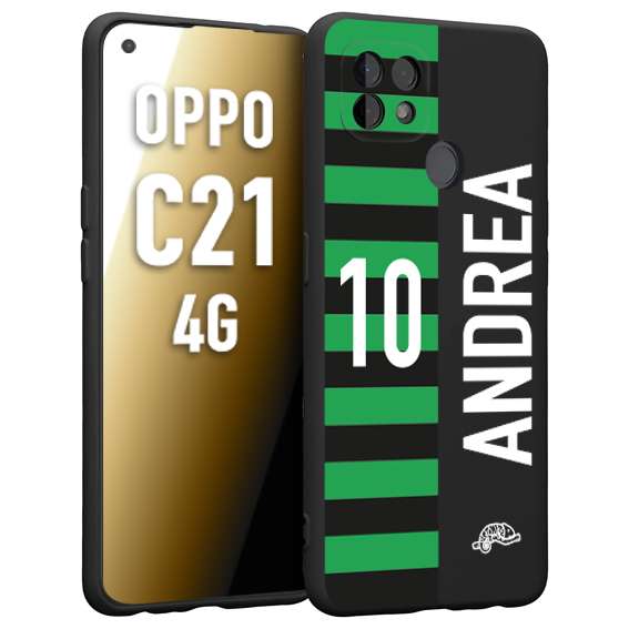 CUSTOMIZZA - Custodia cover nera morbida in tpu compatibile per Oppo Realme C21 4G personalizzata calcio football nome e numero calciatori neroverde