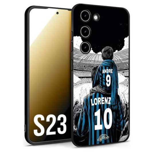 CUSTOMIZZA - Custodia cover nera morbida in tpu compatibile per Samsung S23 personalizzata calcio football padre e figlio calciatori nerazzurra