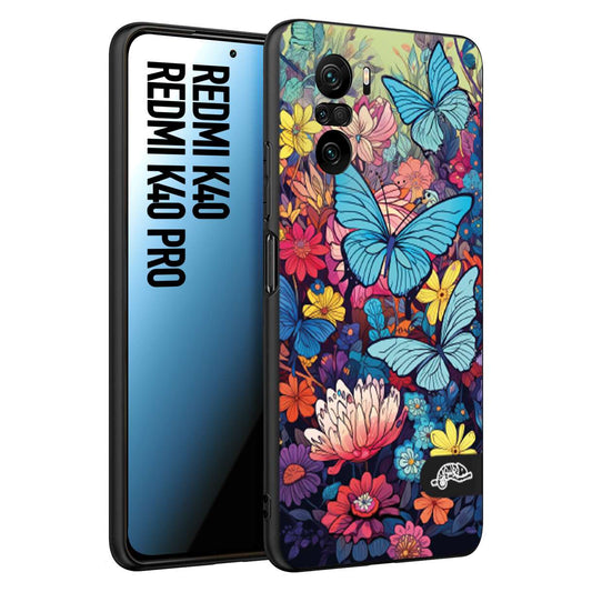 CUSTOMIZZA - Custodia cover nera morbida in tpu compatibile per Xiaomi Redmi Note 11 -  Note 11S farfalle butterfly moderno donna disegnate gialla blu rosa