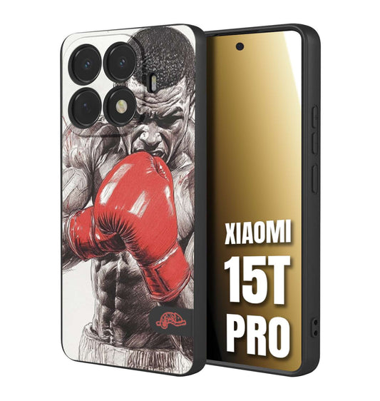 CUSTOMIZZA - Custodia cover nera morbida in tpu compatibile per Xiaomi 15T PRO pugilato pugili disegno tattoo guantoni box pesi massimi gancio