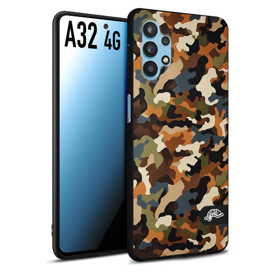 CUSTOMIZZA - Custodia cover nera morbida in tpu compatibile per Samsung A32 4G camouflage mimetico militare moderno blu marrone beige