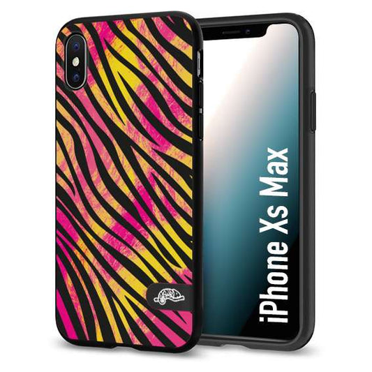 CUSTOMIZZA - Custodia cover nera morbida in tpu compatibile per iPhone Xs Max zebrata maculata a rilievo soft touch donna fucsia gialla