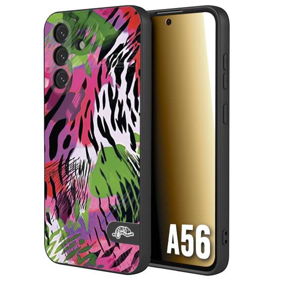 CUSTOMIZZA - Custodia cover nera morbida in tpu compatibile per Samsung A56 5G leopardato tigrato tiger colorata summer color verde fucsia