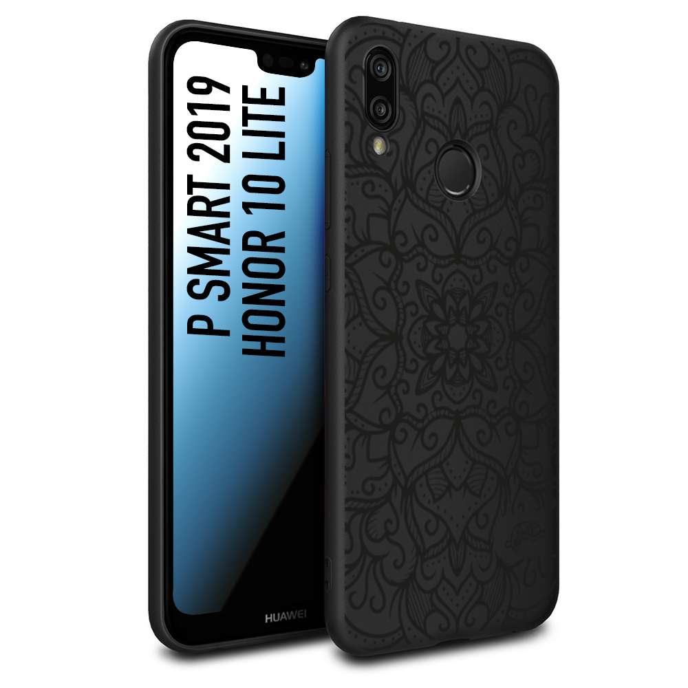 CUSTOMIZZA - Custodia cover nera morbida in tpu compatibile per Huawei P Smart 2019 mandala nero fiore vedo non vedo donna