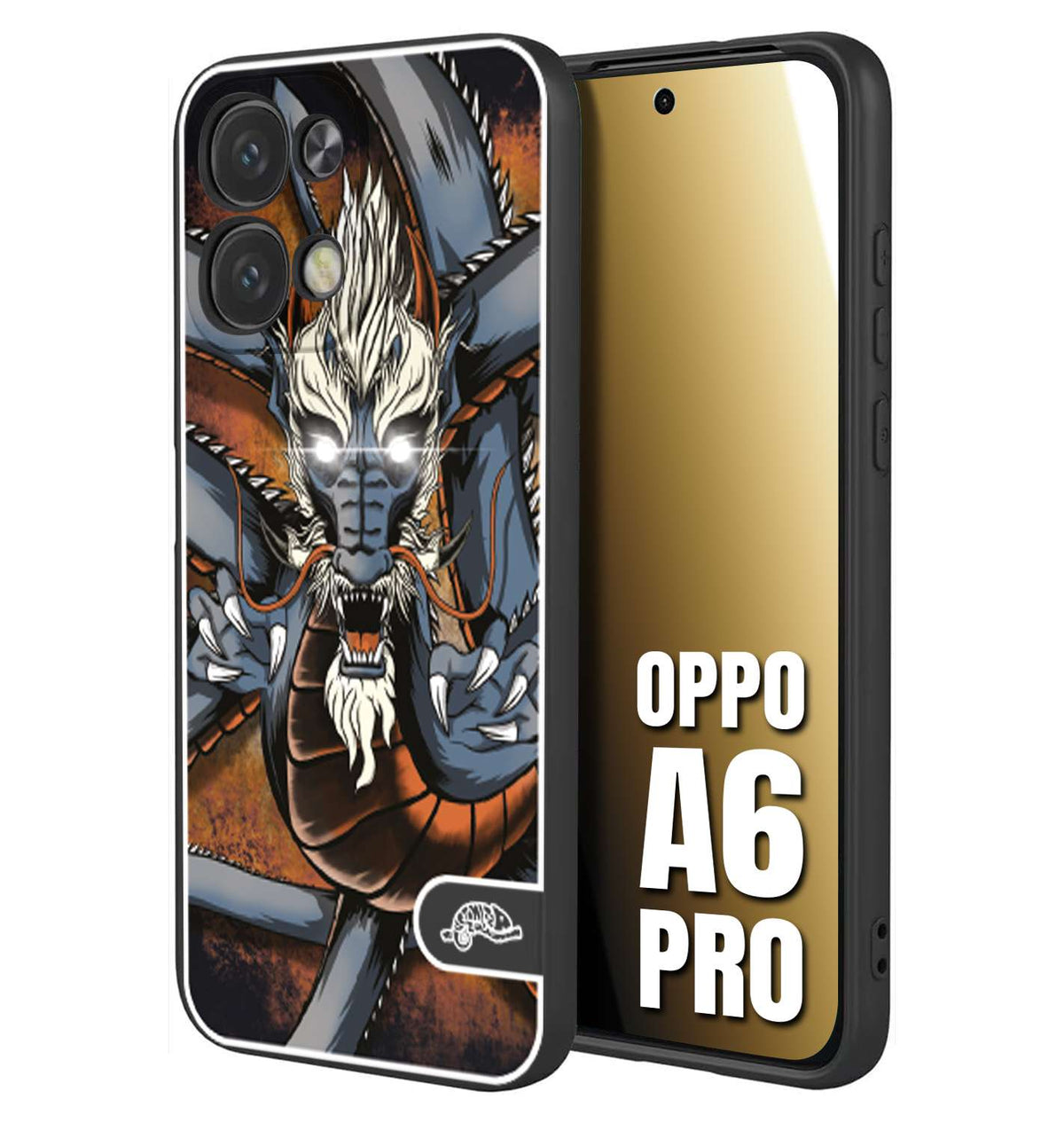 CUSTOMIZZA - Custodia cover nera morbida in tpu compatibile per Oppo A6 PRO drago giapponese tattoo japan dragon