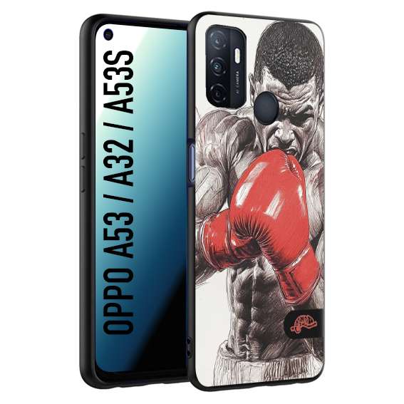 CUSTOMIZZA - Custodia cover nera morbida in tpu compatibile per Oppo A53 - A32 - A53S pugilato pugili disegno tattoo guantoni box pesi massimi gancio