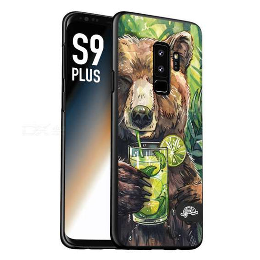 CUSTOMIZZA - Custodia cover nera morbida in tpu compatibile per Samsung S9 PLUS estate disegnata cocktails animali simpatici orso bear negroni