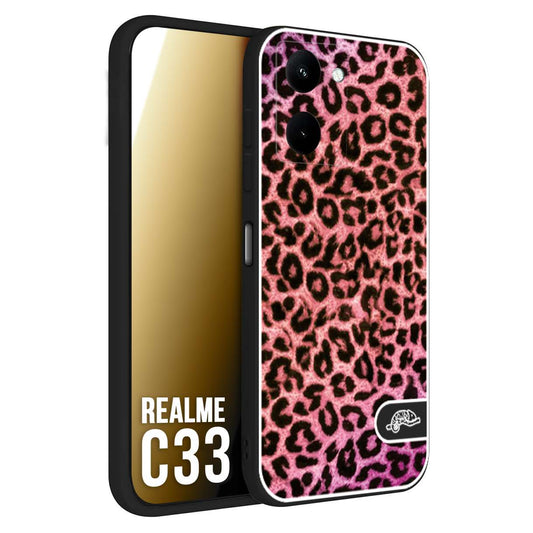 CUSTOMIZZA - Custodia cover nera morbida in tpu compatibile per Oppo Realme C33 leopardato maculato donna rosa leopard