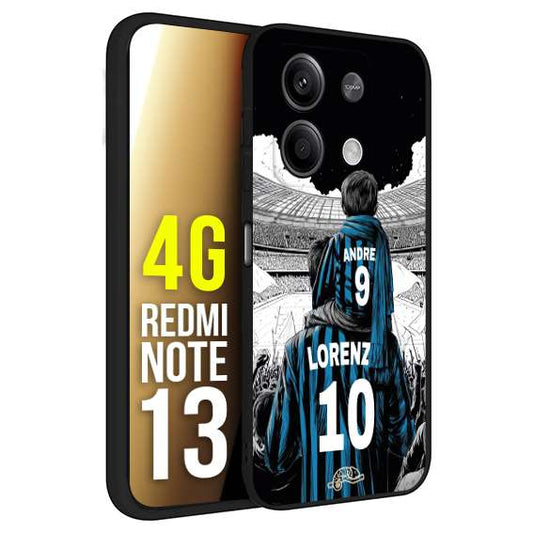 CUSTOMIZZA - Custodia cover nera morbida in tpu compatibile per Xiaomi Redmi Note 13 4G personalizzata calcio football padre e figlio calciatori nerazzurra