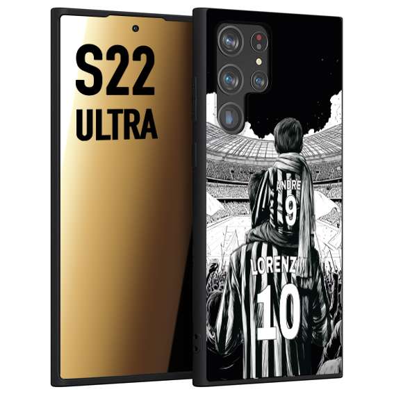 CUSTOMIZZA - Custodia cover nera morbida in tpu compatibile per Samsung S22 ULTRA personalizzata calcio football nome e numero calciatori bianconeri bianca e nera