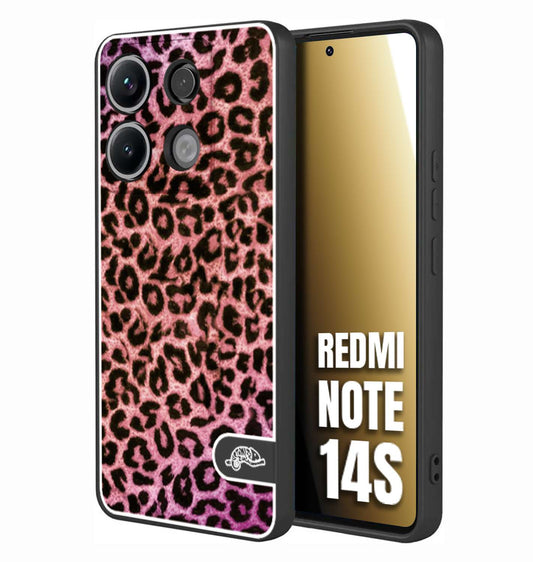 CUSTOMIZZA - Custodia cover nera morbida in tpu compatibile per Xiaomi Redmi Note 14S leopardato maculato donna rosa leopard
