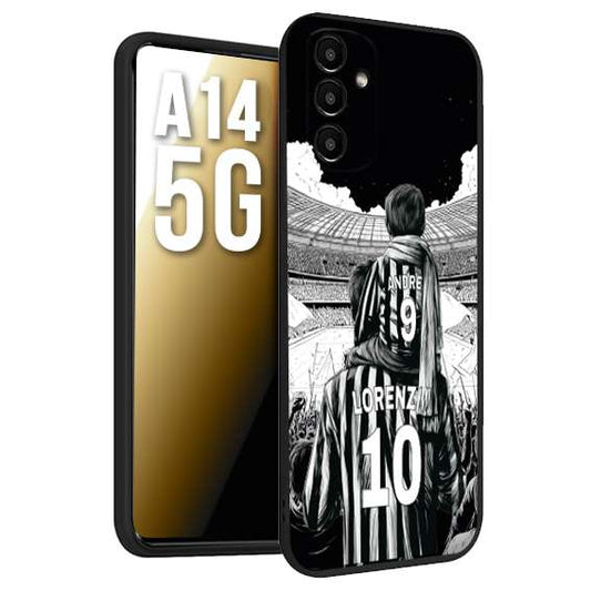 CUSTOMIZZA - Custodia cover nera morbida in tpu compatibile per Samsung A14 5G personalizzata calcio football nome e numero calciatori bianconeri bianca e nera