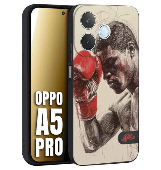 CUSTOMIZZA - Custodia cover nera morbida in tpu compatibile per Oppo A5 PRO pugilato pugili disegno tattoo guantoni boxer pesi massimi