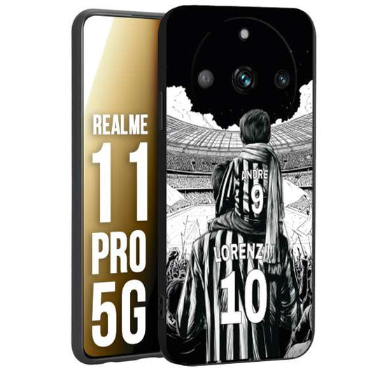 CUSTOMIZZA - Custodia cover nera morbida in tpu compatibile per Realme 11 PRO 5G personalizzata calcio football nome e numero calciatori bianconeri bianca e nera