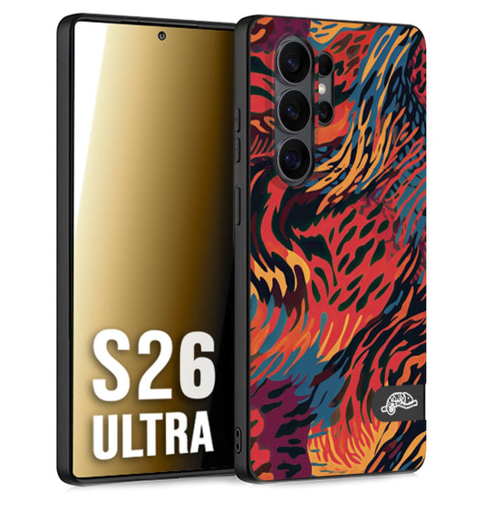 CUSTOMIZZA - Custodia cover nera morbida in tpu compatibile per Samsung S26 ULTRA leopardato maculato tigrato colorata fiamme rossa blu arancione