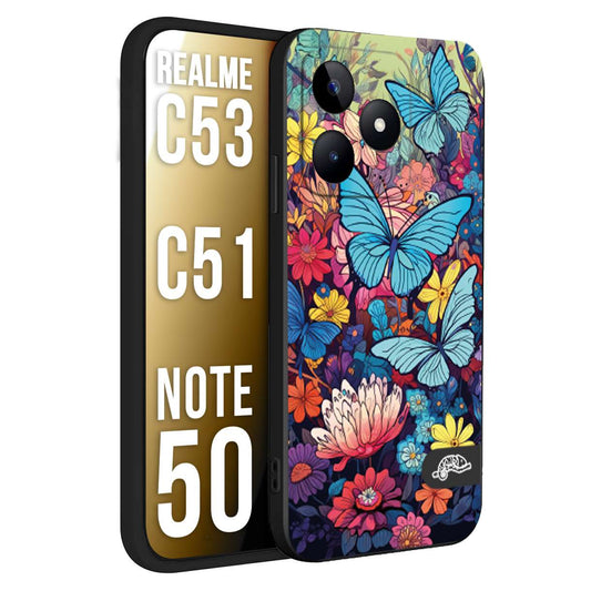 CUSTOMIZZA - Custodia cover nera morbida in tpu compatibile per Oppo Reno 11 F 5G farfalle butterfly moderno donna disegnate gialla blu rosa