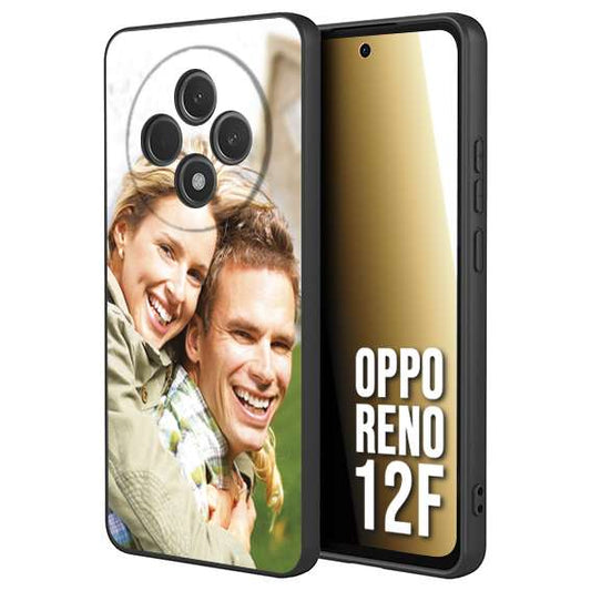 CUSTOMIZZA - Custodia cover nera morbida in tpu compatibile per Oppo Reno 12F personalizzata con foto immagine scritta a piacere