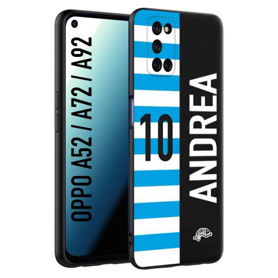 CUSTOMIZZA - Custodia cover nera morbida in tpu compatibile per Oppo A52 - A72 - A92 personalizzata calcio football nome e numero calciatori biancazzurri