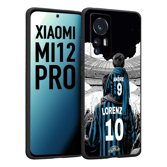 CUSTOMIZZA - Custodia cover nera morbida in tpu compatibile per Xiaomi 12 PRO personalizzata calcio football padre e figlio calciatori nerazzurra