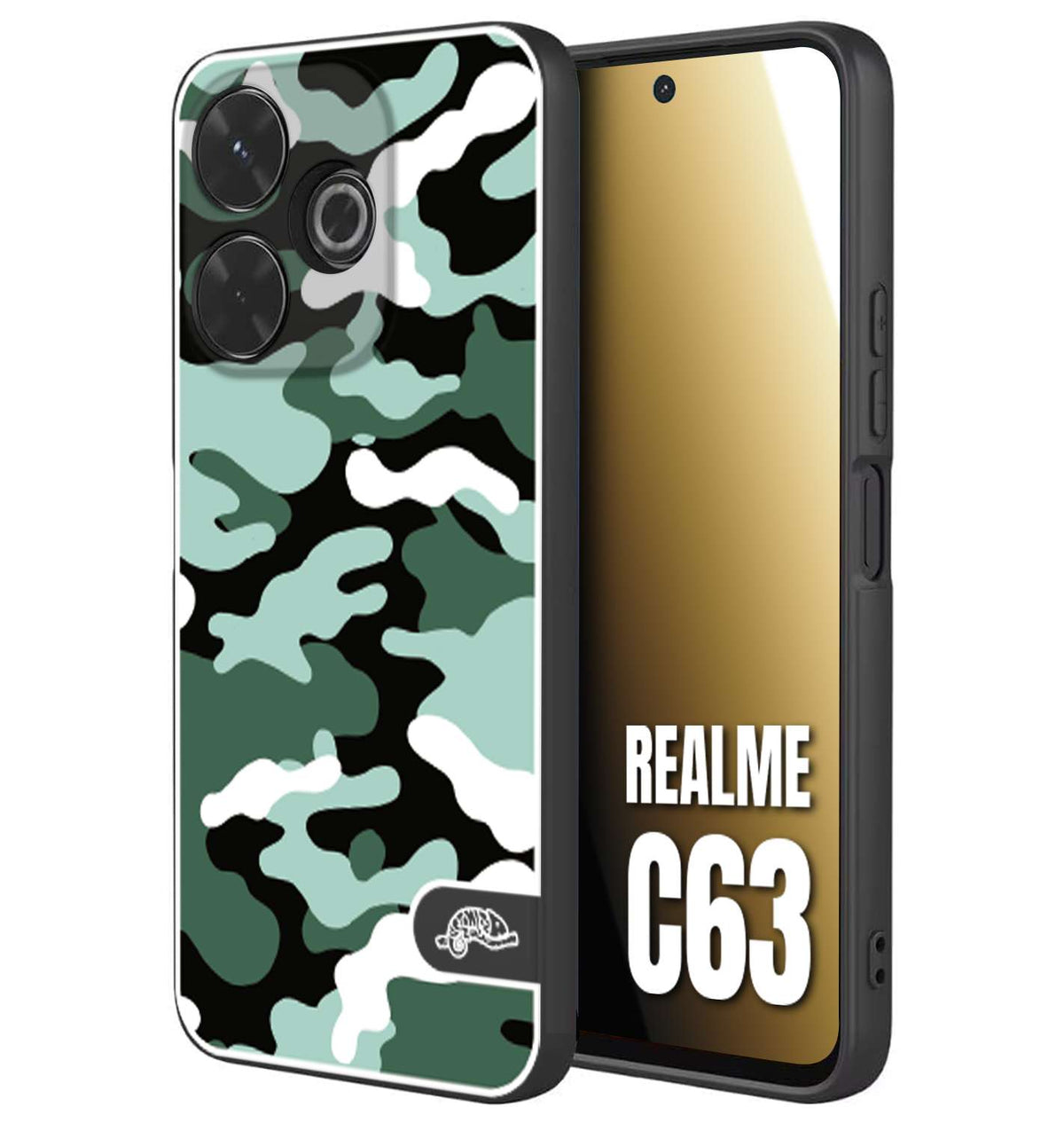 CUSTOMIZZA - Custodia cover nera morbida in tpu compatibile per Realme C63 camouflage mimetico militare verde green