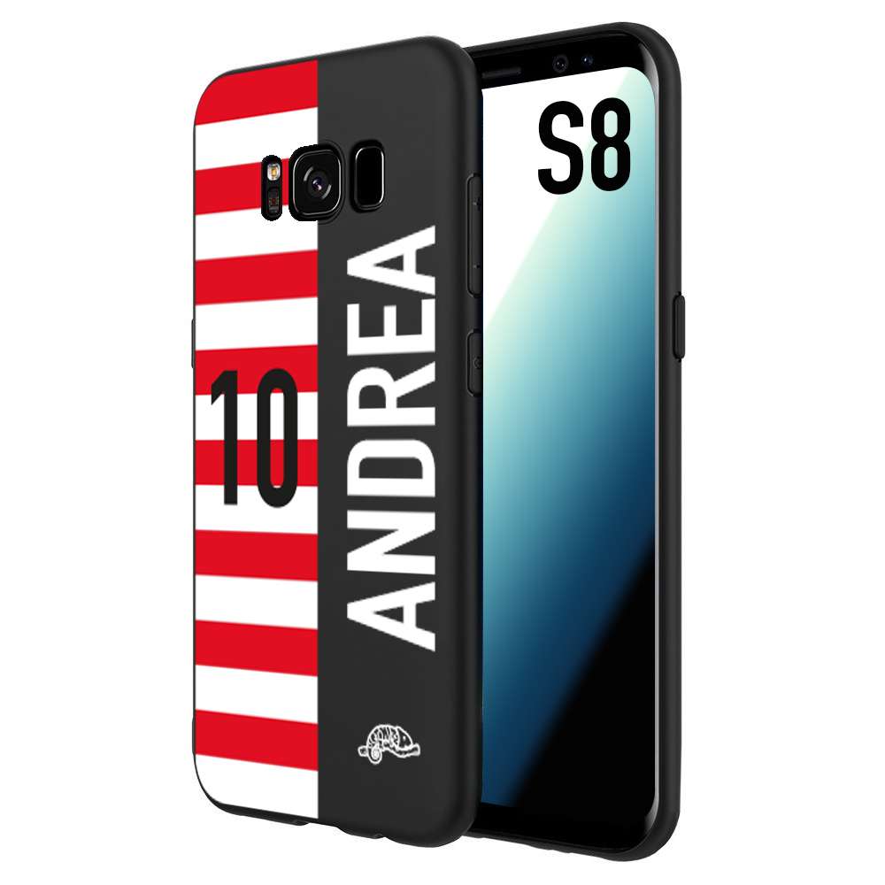 CUSTOMIZZA - Custodia cover nera morbida in tpu compatibile per Samsung S8 personalizzata calcio football nome e numero calciatori bianco rossa