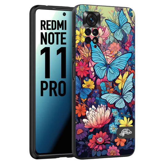 CUSTOMIZZA - Custodia cover nera morbida in tpu compatibile per Xiaomi Redmi Note 12 PRO PLUS farfalle butterfly moderno donna disegnate gialla blu rosa