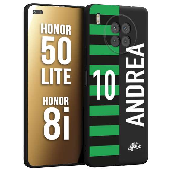 CUSTOMIZZA - Custodia cover nera morbida in tpu compatibile per Honor 8i - Honor 50 LITE personalizzata calcio football nome e numero calciatori neroverde